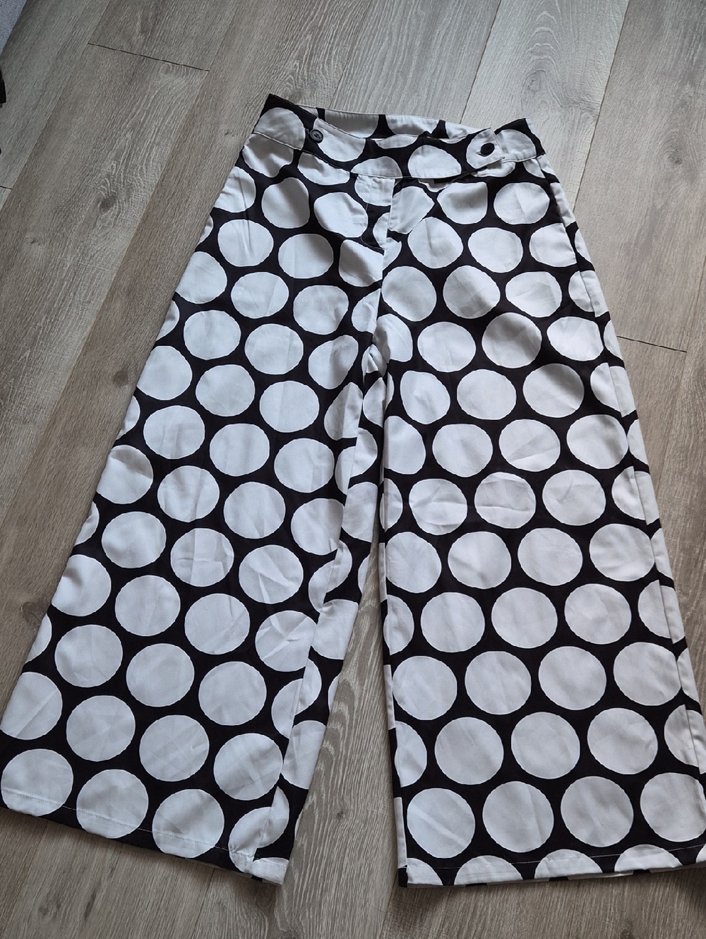 Wide Leg Polka Dot Pants - Black & White